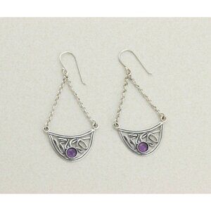 Sterling Silver Purple Amethyst Earrings Dangle Drop Earrings